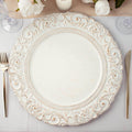 Antique White/Gold 14in Round Charger Plates Set of 6 - Elegant Table