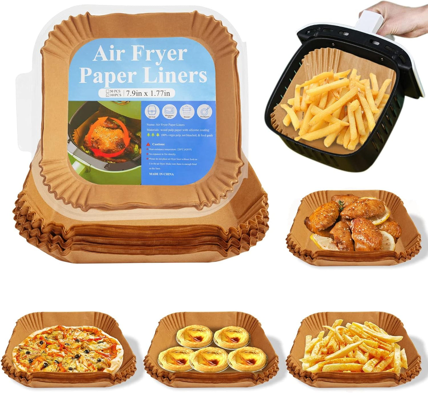 100-Count Non-Stick Air Fryer Parchment Liners