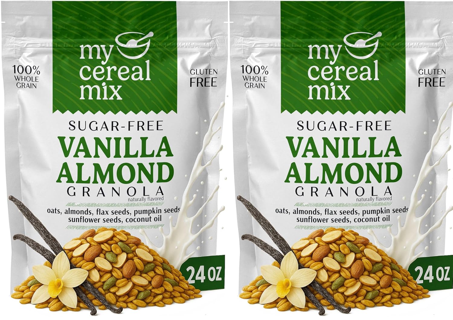 MyCerealMix Sugar Free Granola Vanilla Almond 2-Pack for Health