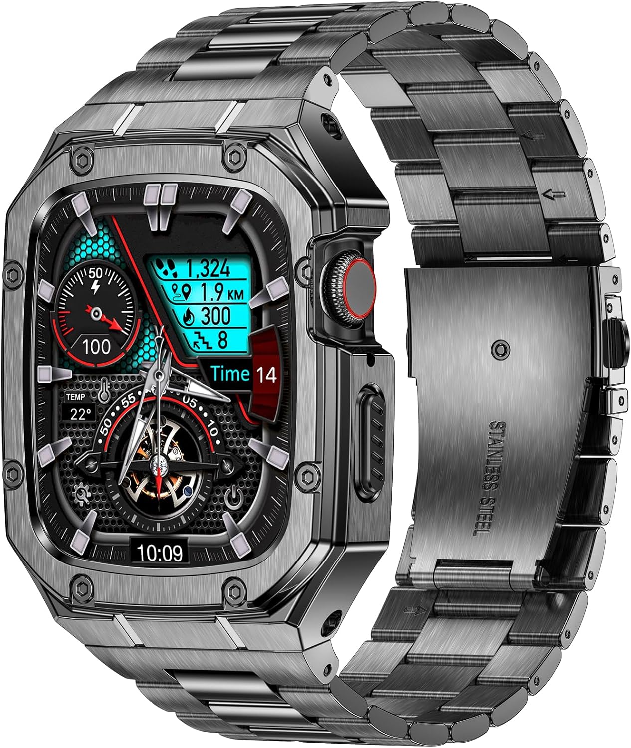 Stainless Steel Watch Band with Case for Apple Watch Series 10