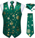 DiBanGu Christmas Men's Vest and Tie Set - Festive Snowflake Waistcoat