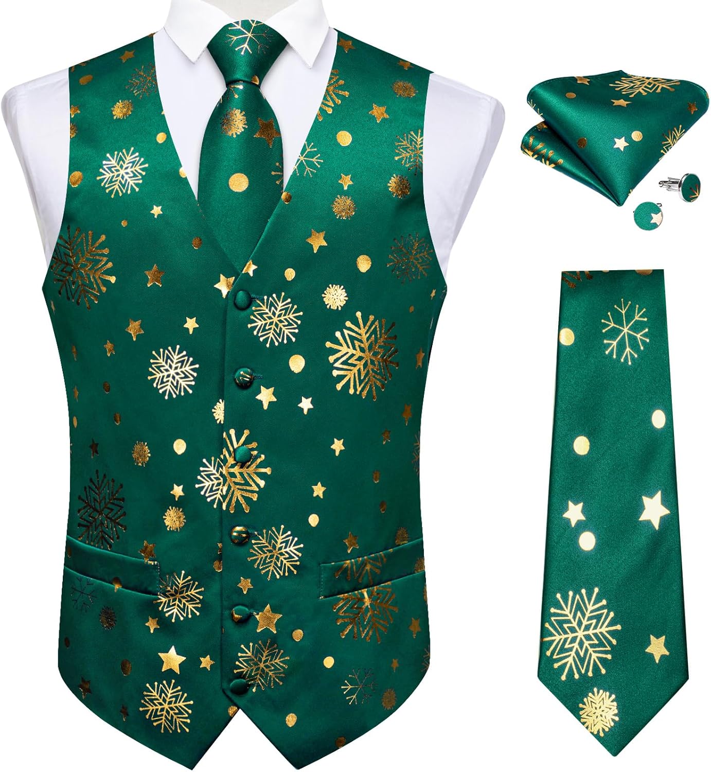 DiBanGu Christmas Men's Suit Vest and Tie Set for Festivities