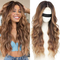 Long Brown Mixed Blonde Wavy Wig 26in 4x1 Lace - Natural Middle Part