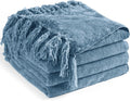 Chenille Throw Blanket for Couch 60in x 80in Twin - Soft Dusty Blue