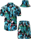 TUNEVUSE Mens Hawaiian Shirts and Shorts Set - Relaxed Beach Outfit