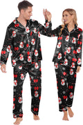 Ekouaer Couples Matching Pajamas Silk Long Sleeve Sleepwear Set