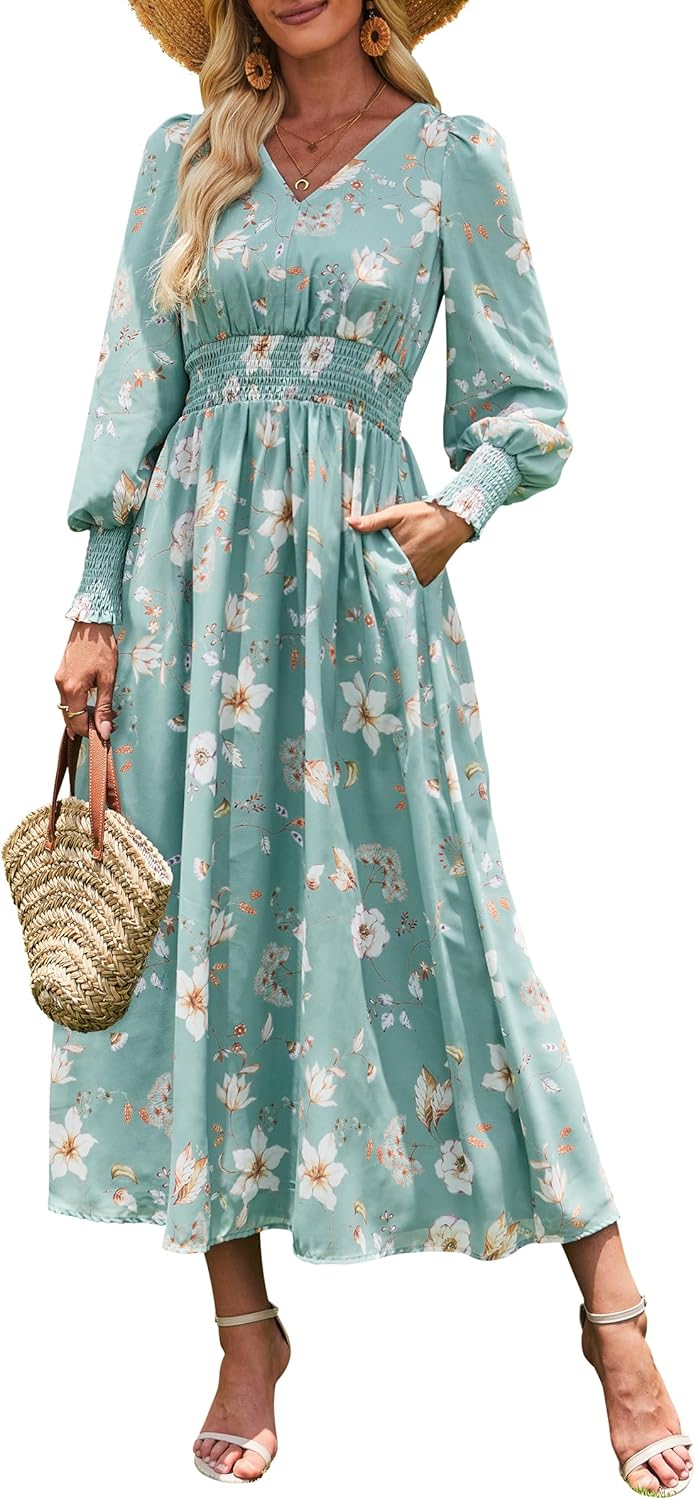 ANRABESS Women's Long Sleeve Floral Maxi Dress for Any Occasion