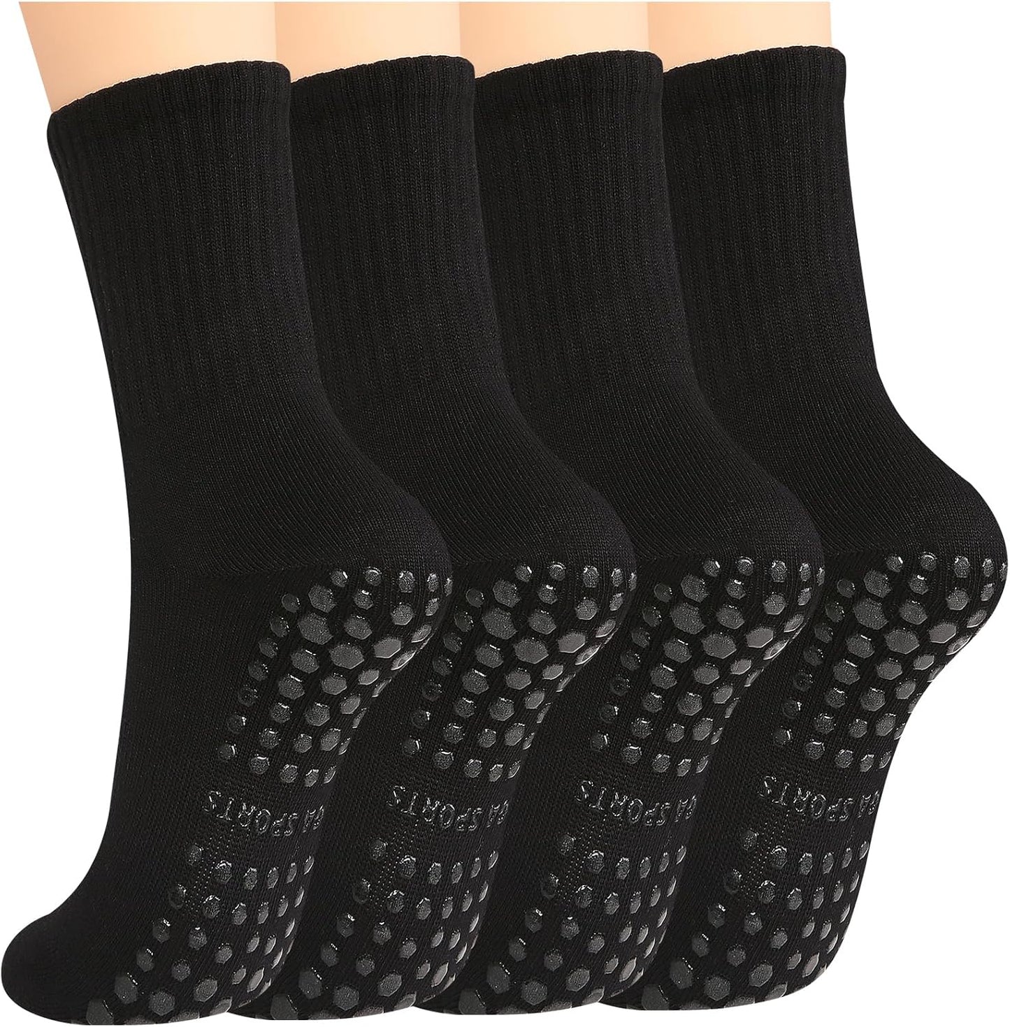 Non-Slip Pilates Socks for Women - Grip Crew Length - MIHAIR