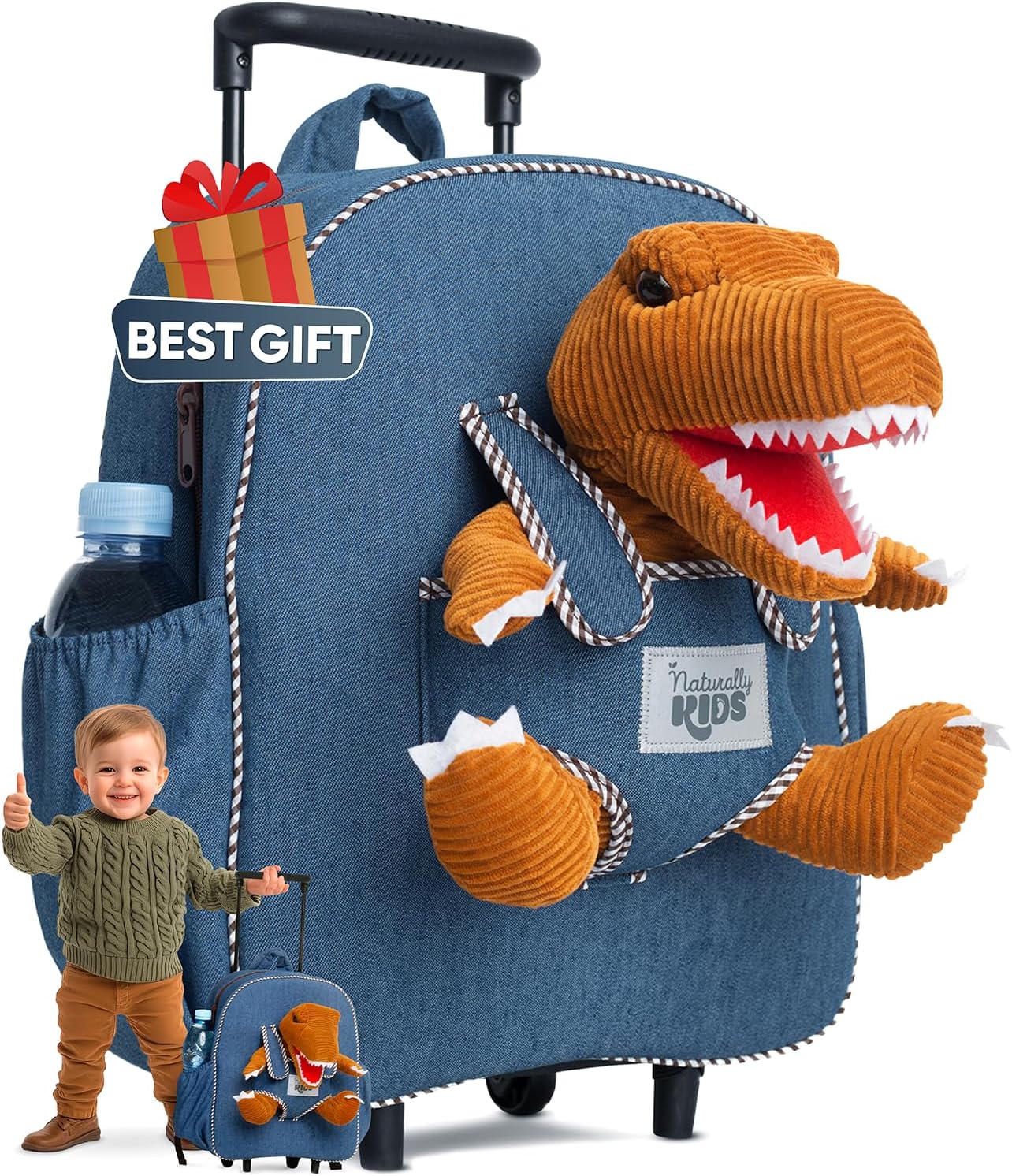 Dinosaur Toddler Luggage for Boys - Rolling Backpack Fun