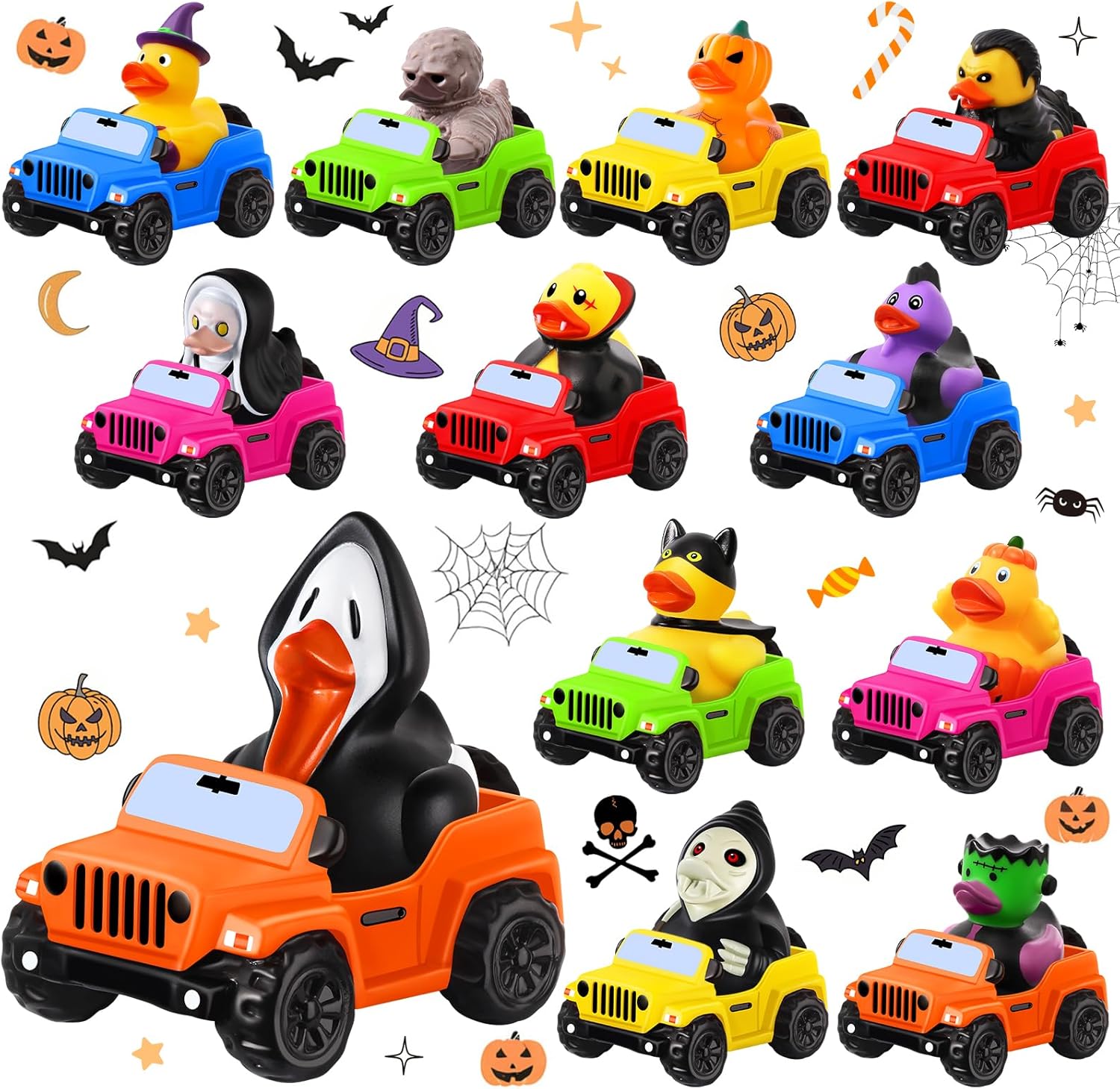 24 PCS Halloween Ducks for Jeeps - Fun Party Favors & Gifts