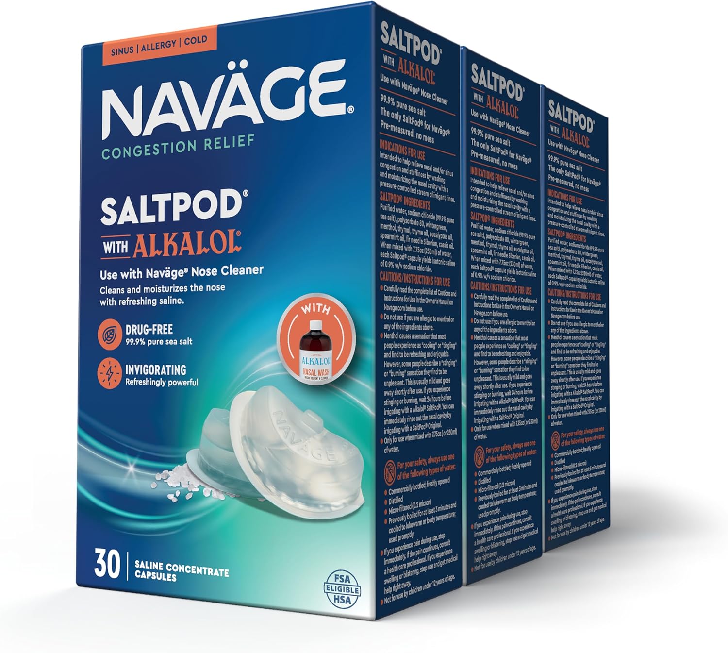 Navage SaltPod with Alkalol for Fast Relief - 90 Refills