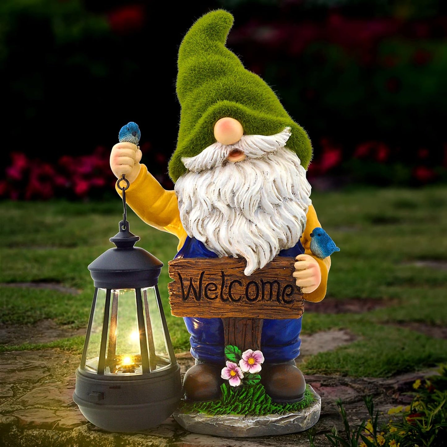 Charming Christmas Garden Gnomes Outdoor with Solar LED Lights