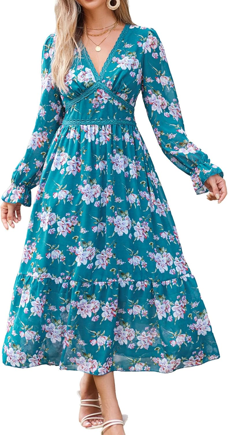 Women's Spring Wrap Maxi Dress for Casual and Elegant Occasions