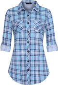 DJT Womens Soft Stretchy Knit Plaid Shirt - Comfortable (Style Y3ZW)