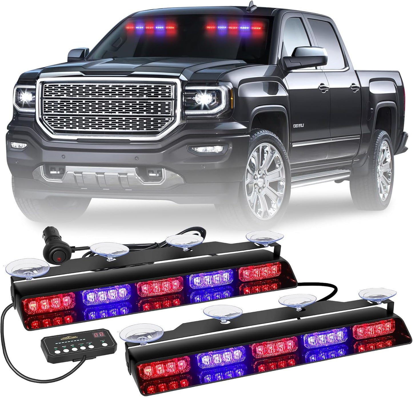 XRIDONSEN 2x 17 inch Emergency Dash Police Lights for Safety