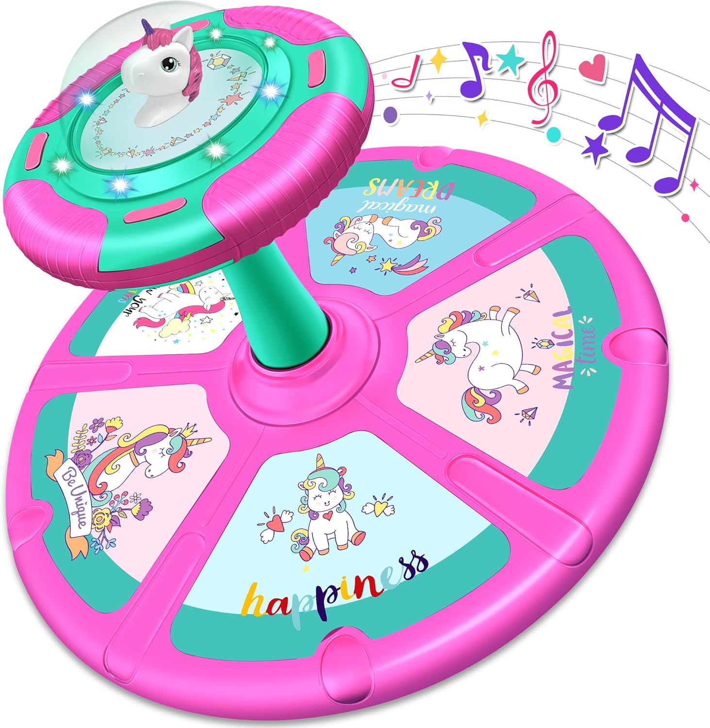 Unicorn Sit and Spin Toy for Toddlers Ages 1-4 with Music