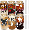 Halloween Cups 18oz Ghost & Pumpkin Glass Mason Jars - Festive