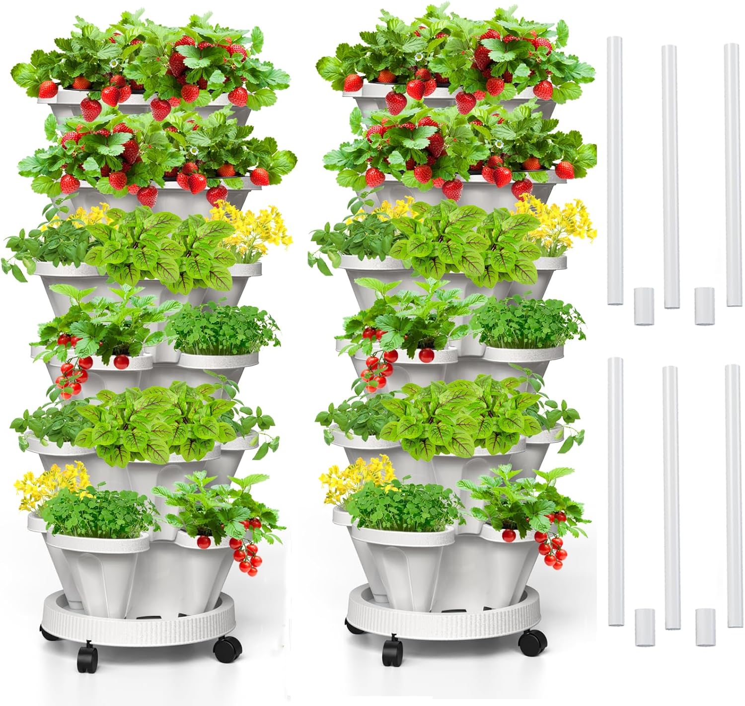 6 Tiered Strawberry Vertical Planters for Indoor and Outdoor Use