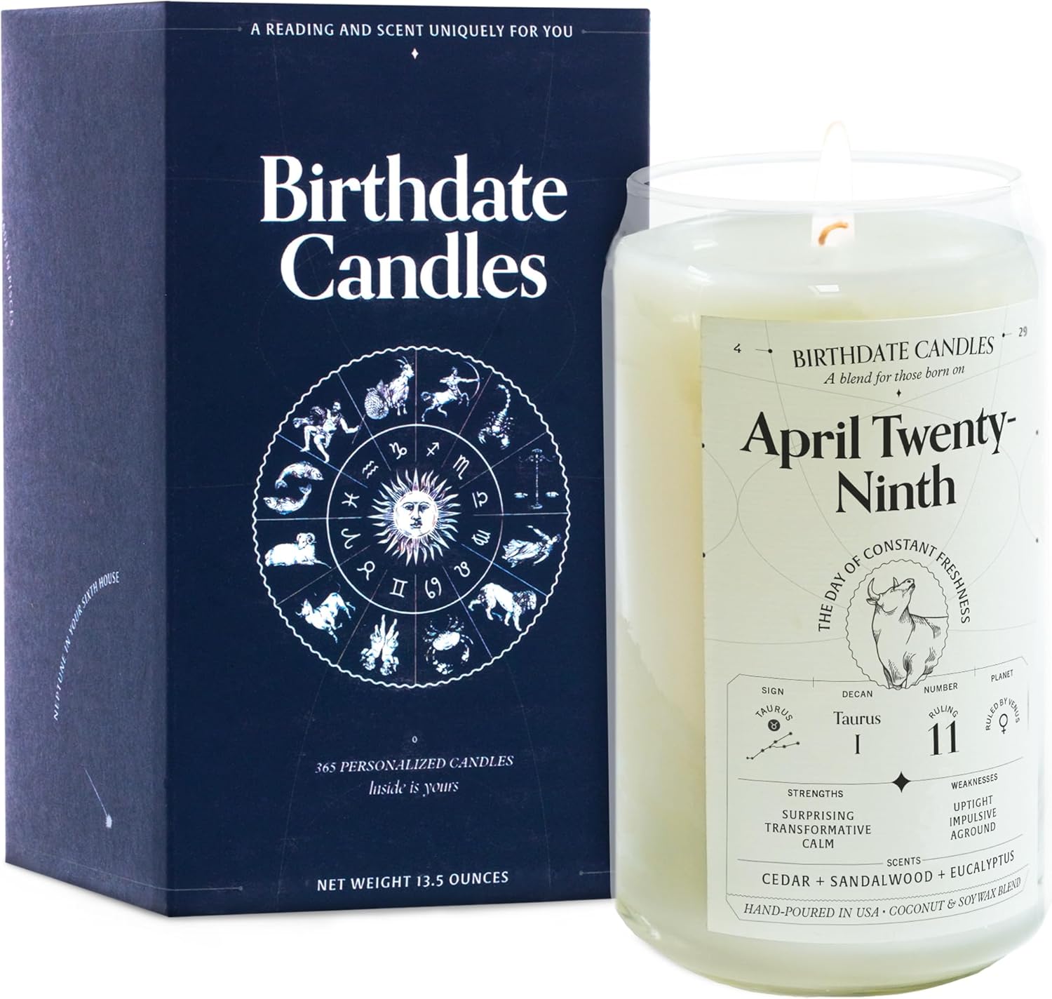 Taurus Zodiac Birthday Candle for April 29 - Unique Gift Idea