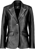 Jild Classic 2-Button Lambskin Leather Blazer Women - Timeless Fit is