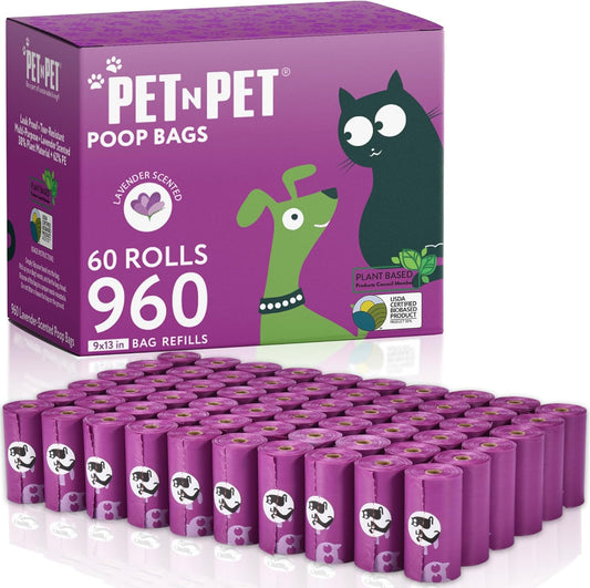 Pet N Pet Lavender Scented Dog Poop Bags - 960 Count Rolls