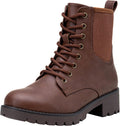 Vepose Women's Ankle Boots Combat Lace Up Booties - Low Heel Comfort