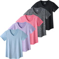 Women's Dry Fit Short Sleeve T Shirts 5-Pack - Versatile (Style J9XK)
