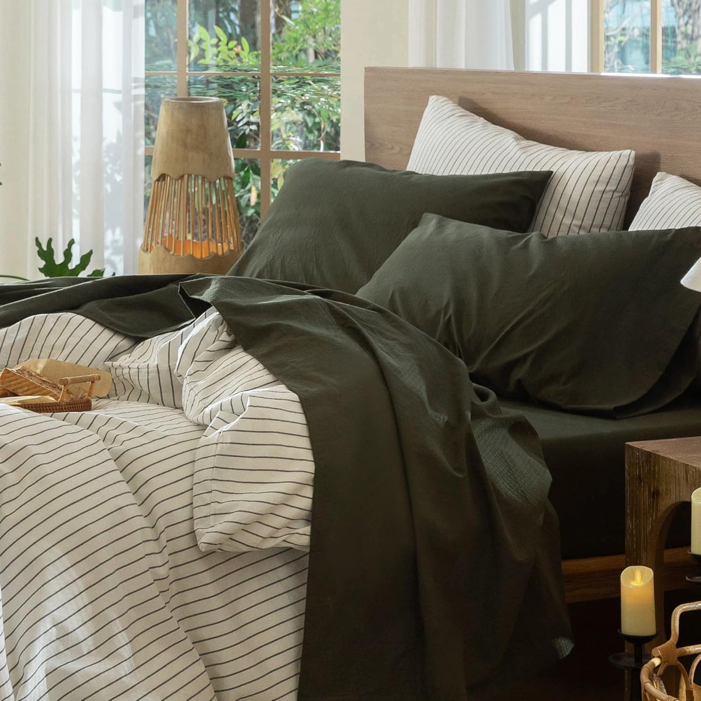 MooMee Bedding Sheet Set in Olive Green for Ultimate Comfort