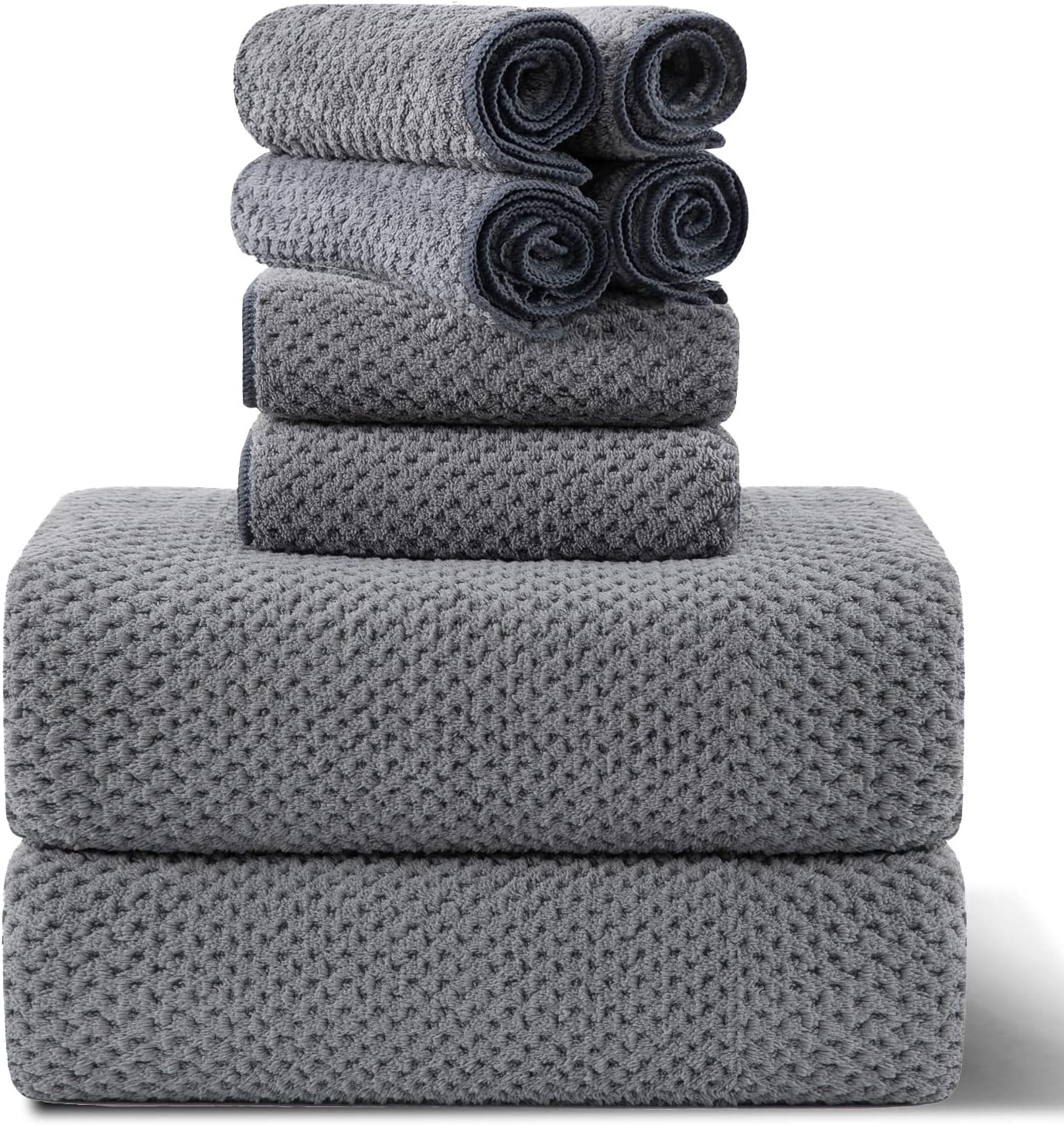 8-Piece Gray Bath Towel Set - Ultra Soft Microfiber Towels