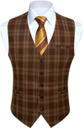 Men's Plaid Suit Vest Slim Fit Waistcoat - Classic Formal Finish
