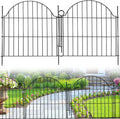 Decorative Metal Garden Fence with Gate Lock 10 Panels - No Dig 24in H