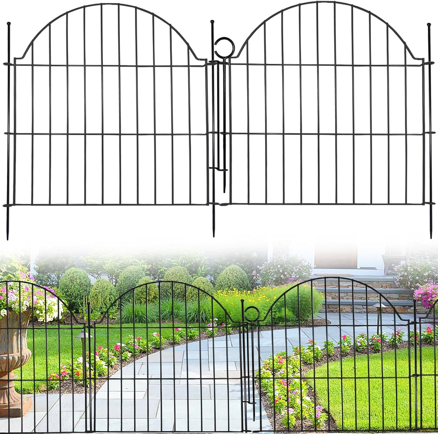 Decorative Metal Garden Fence with Gate Lock for Your Yard