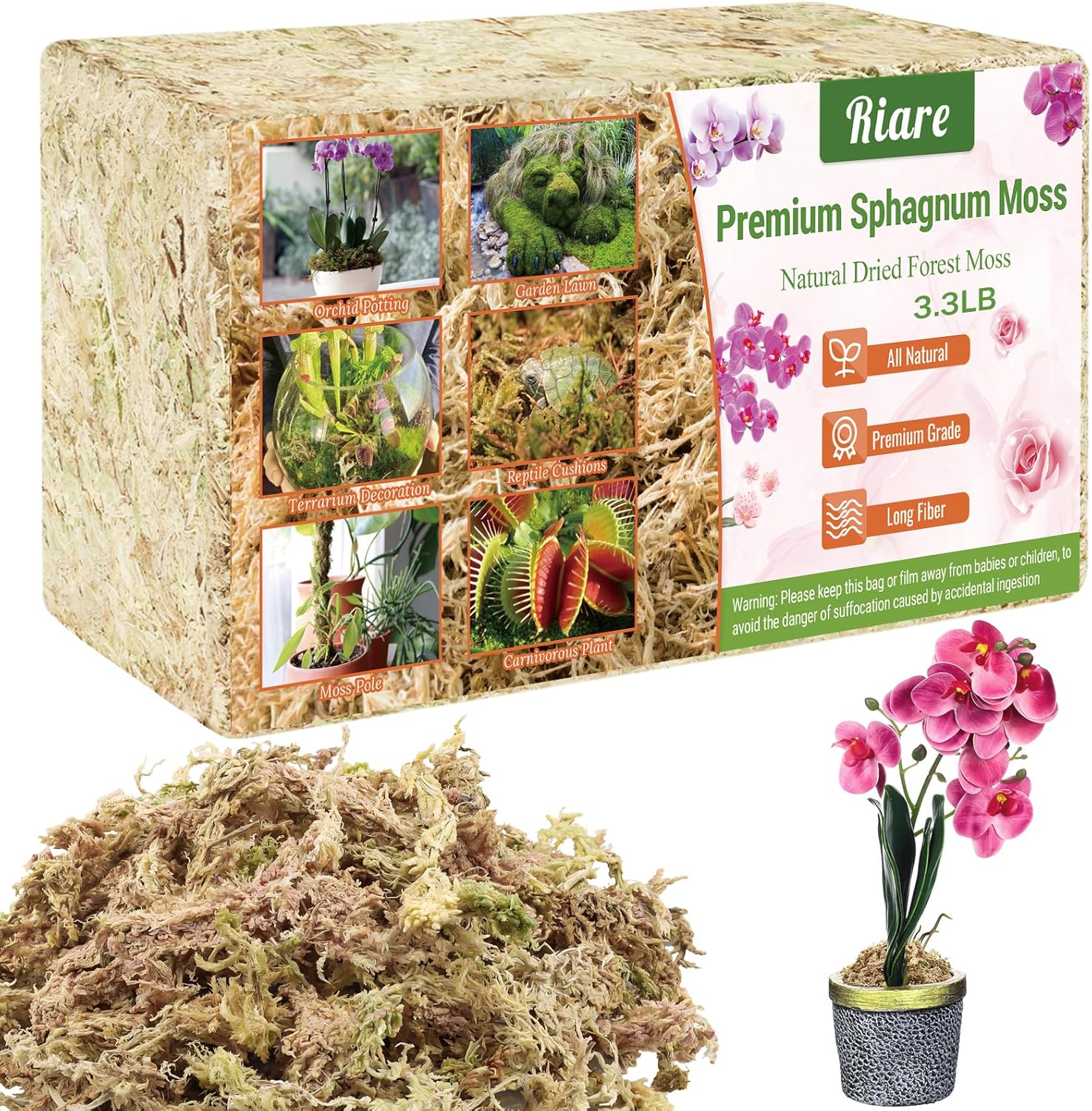 Premium Sphagnum Moss for Plants - Perfect for Orchids & More