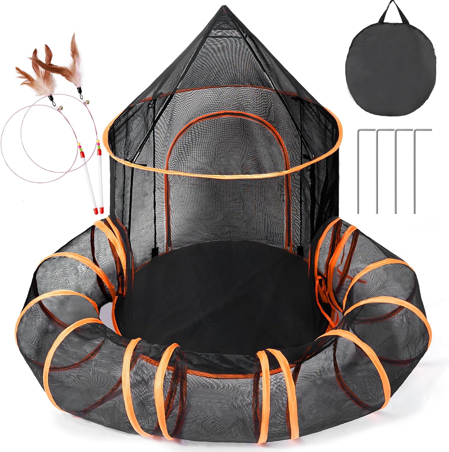 Odoland Cat Outdoor Enclosure Tunnels for Fun Playtime
