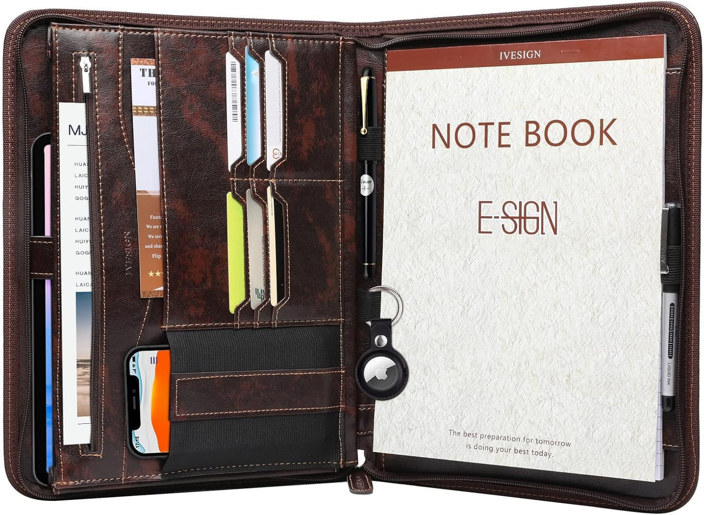 IVESIGN Zippered Padfolio for Professionals - Stylish Organizer