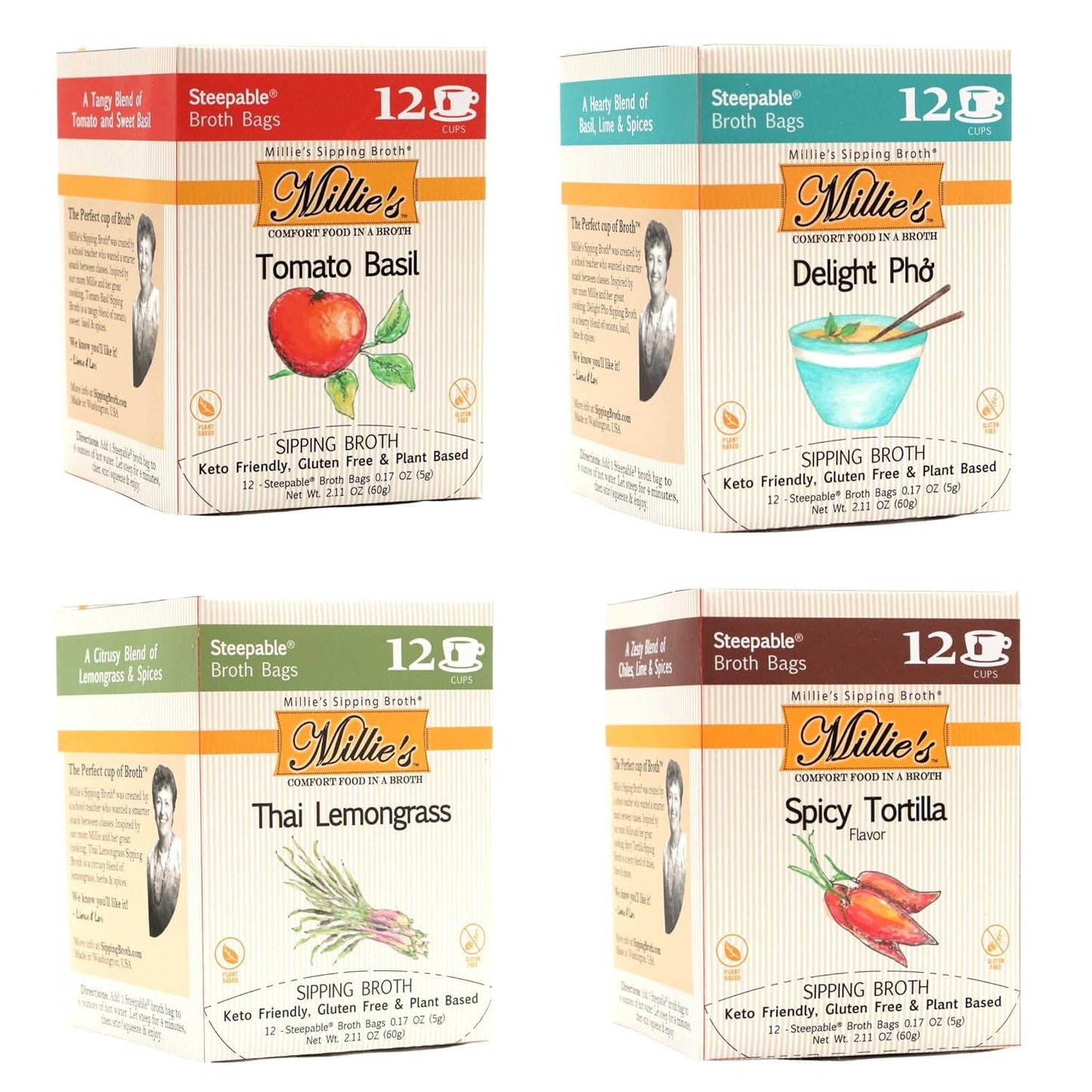 Millie's Sipping Broth - Flavorful Vegan Vegetable Broth Bags