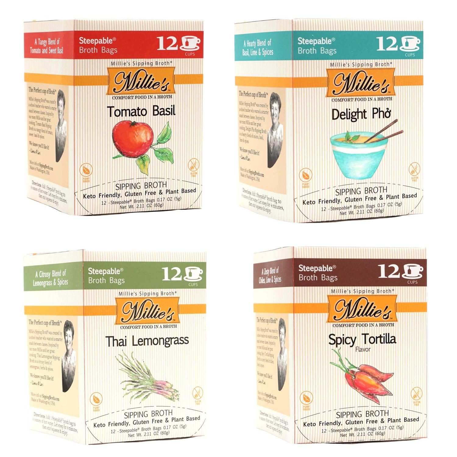Millie's Sipping Broth - Flavorful Vegan Vegetable Broth Bags