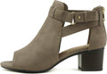 Women's Cutout Side Strap Mid Black Chunky Heel Bootie - Cutout Style