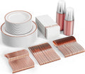 FOCUSLINE 350 Ct Disposable Dinnerware Set for 50 Guests - Elegant