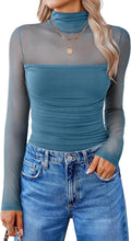 Avidlove Women Long Sleeve Bodysuit Turtle Neck Mesh - Flattering Fit