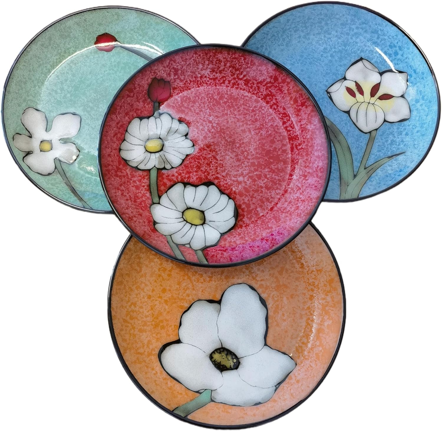 Ceramic Plates Set of 4 - 8 in for Salad, Steak, and More