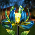 Huaxu Solar Garden Flower Wind Spinner 35.4in - Crackle Glass LED