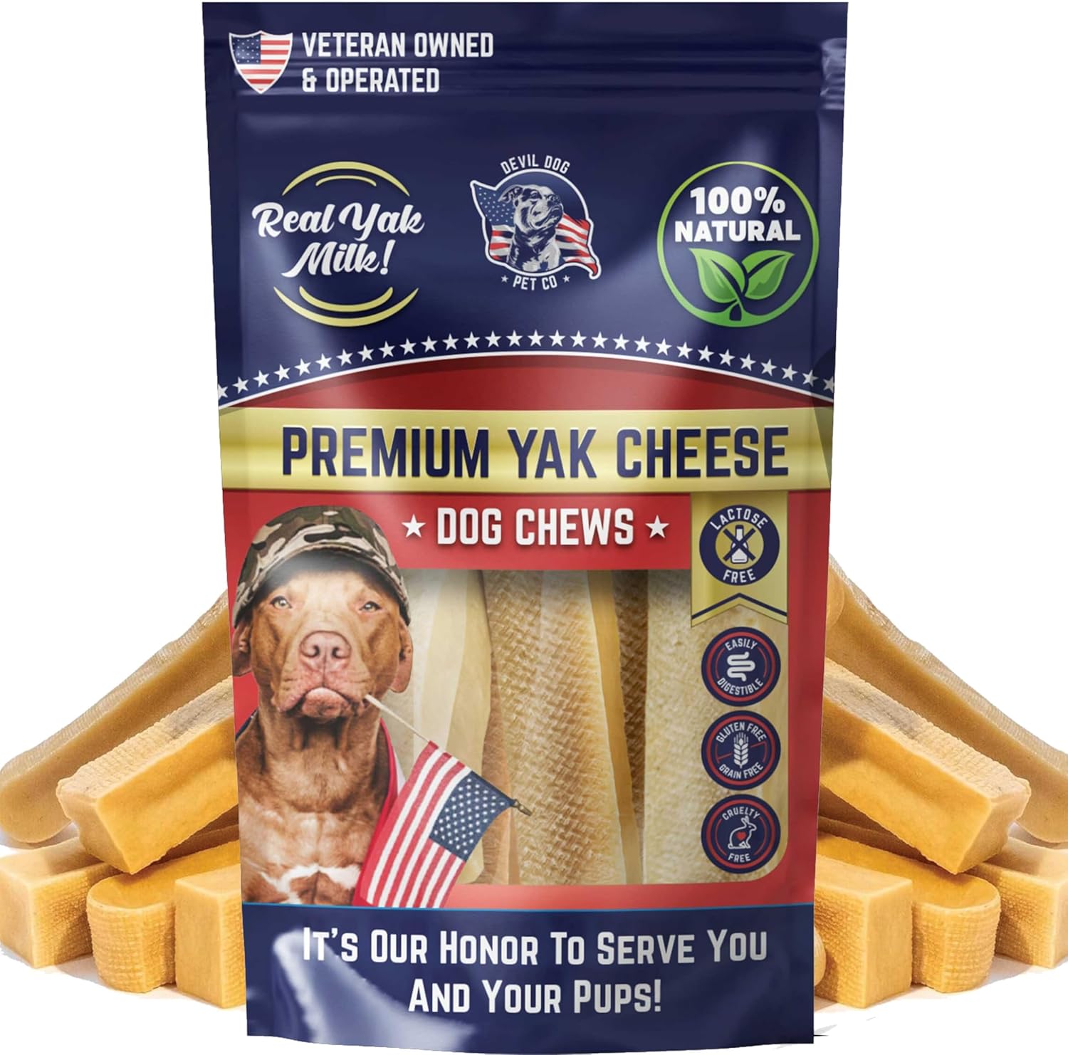Premium Devil Dog Yak Cheese Chews - Lactose-Free & Long-Lasting!