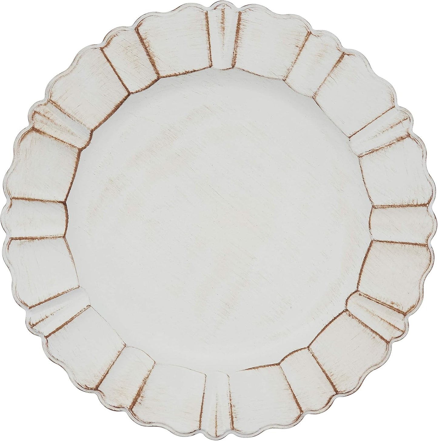 SARO Scalloped Charger Plates - Set of 4, Elegant Ivory - 13x13
