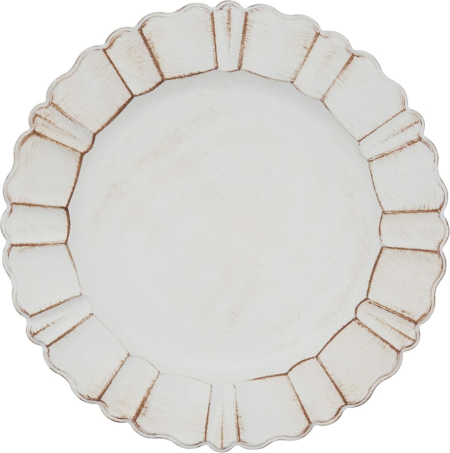SARO Scalloped Charger Plates - Set of 4, Elegant Ivory - 13x13