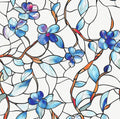 Blue Violet Botanical Window Privacy Film Stained Glass - Glittering