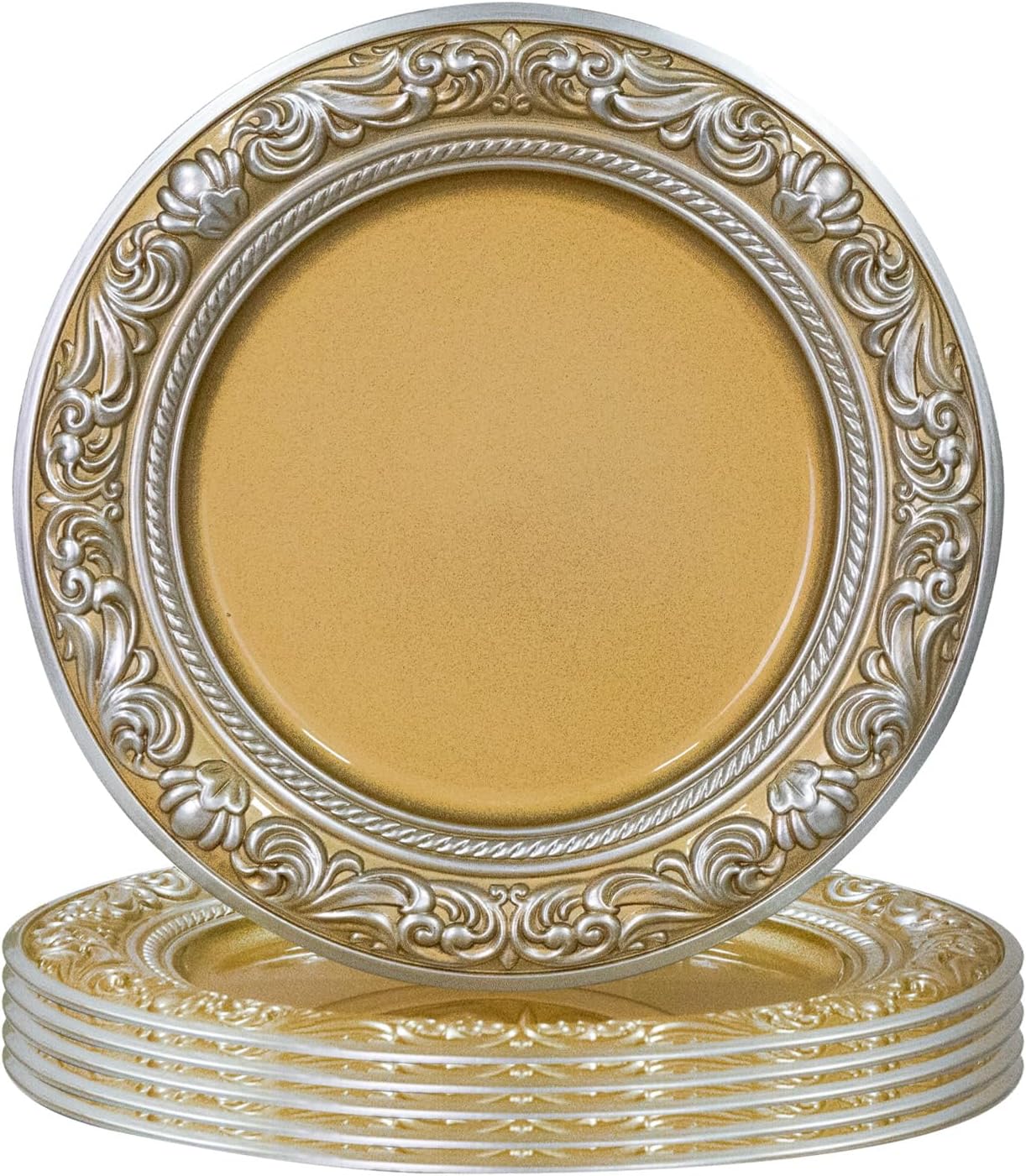 Set of 6 Gold Rimmed Dinner Plate Chargers