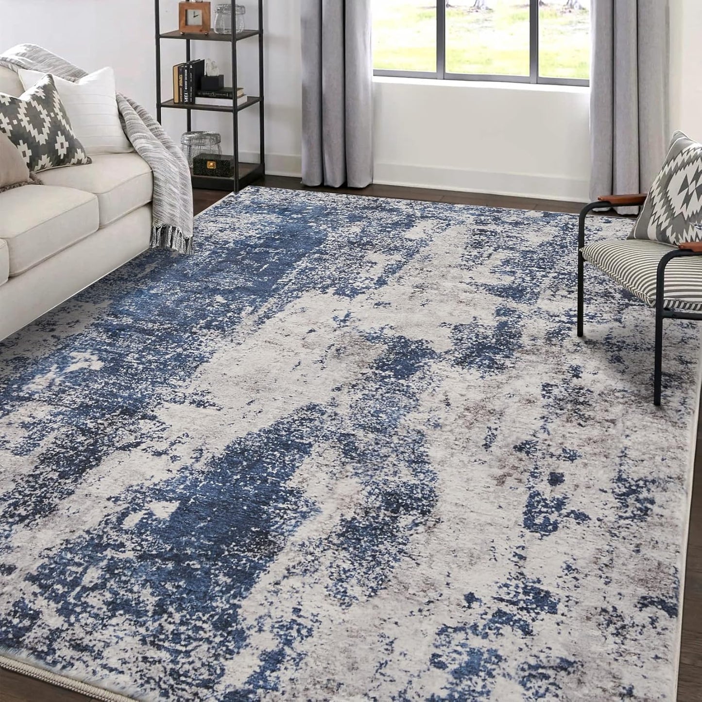 Modern Abstract Area Rug 5x7 Soft Indoor Carpet for Home