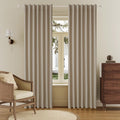 100% Blackout Linen Taupe Curtains 84 in - Room Darkening Linen Drapes