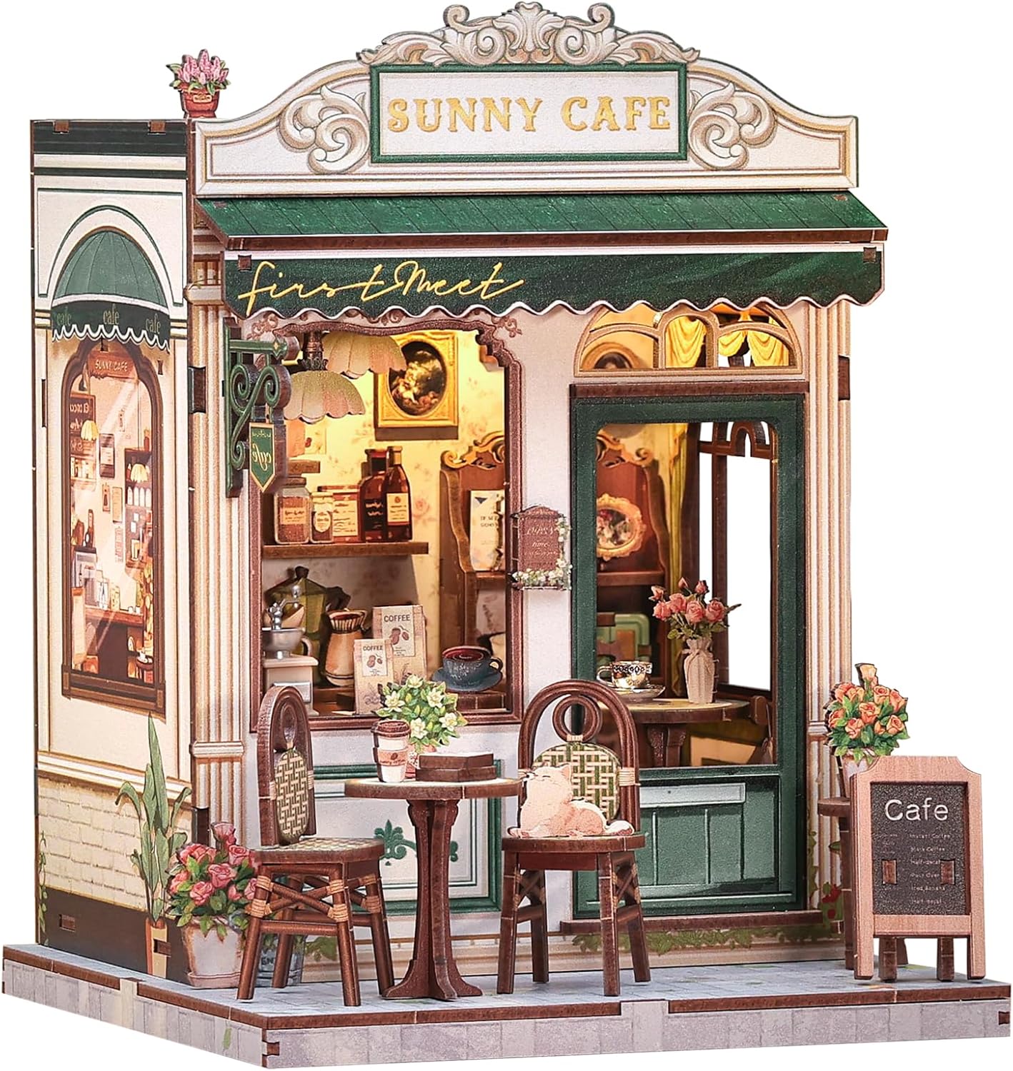 Cutefun Book Nook Kit - DIY Miniature Coffee Shop for Adults